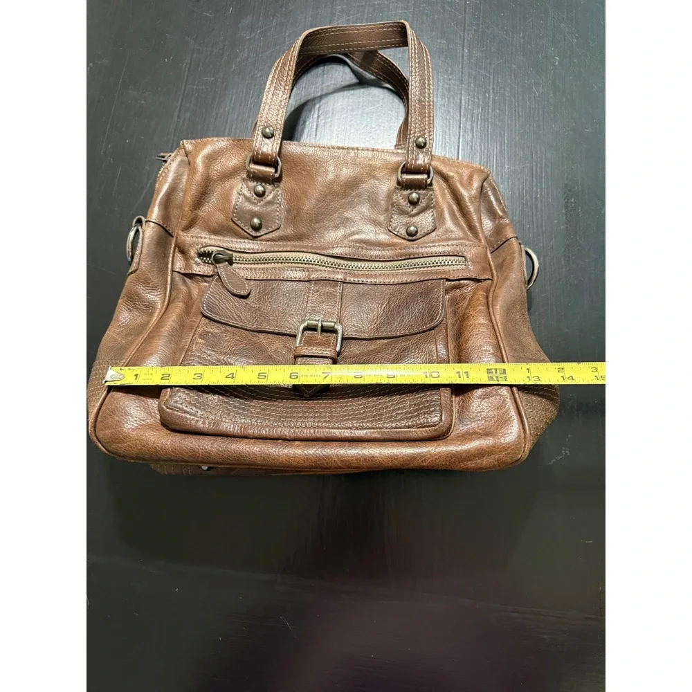 Old Gringo Brown Leather Satchel Handbag Distressed Western Buckle Zip Tote